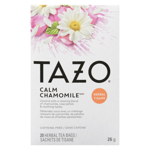 Tazo Caffeine-Free Herbal Tea Calm Chamomile 20 Tea Bags 