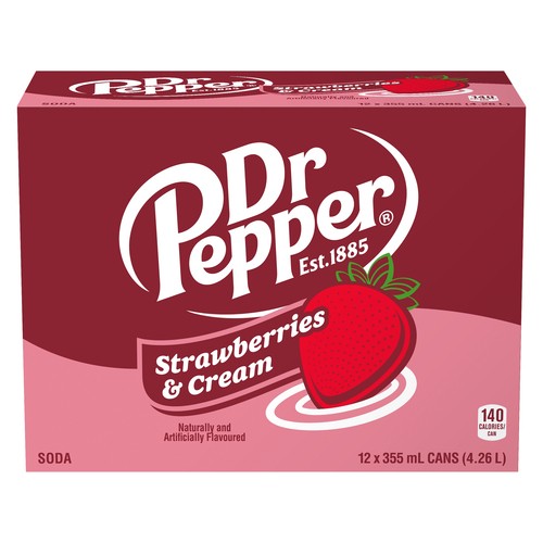 Dr Pepper Soda Strawberries & Cream 12 x 355 ml (cans)