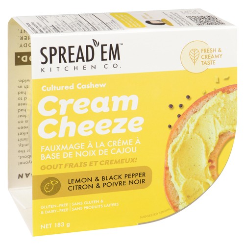 Spread'Em Kitchen Gluten Free Cream Cheese  Lemon & Black Pepper  183 g
