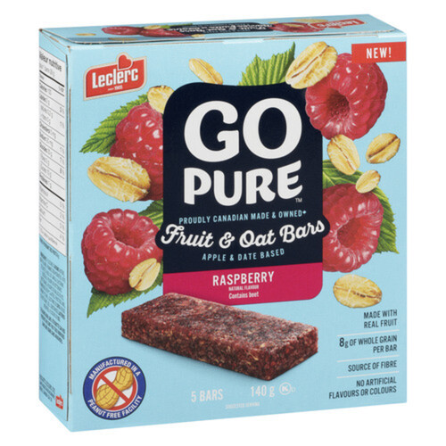 Leclerc GoPure Cereal Oat Bars Raspberry 140 g