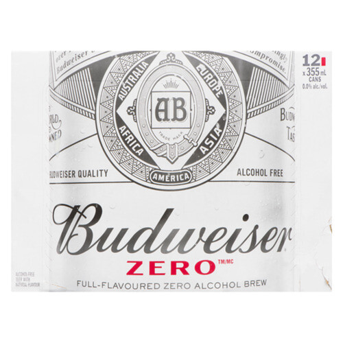Budweiser Zero Non Alcoholic Beer 12 x 355 ml (cans)