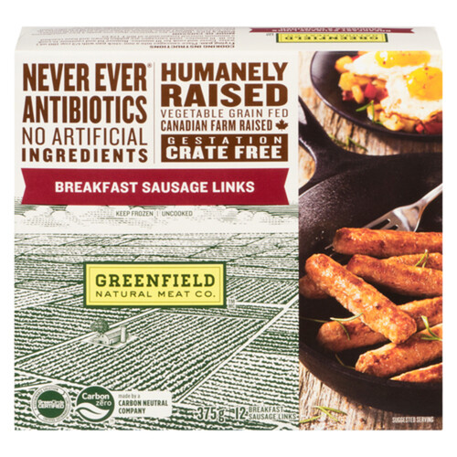 Greenfield Natural Meat Frozen Breakfast Sausage Links 375 g