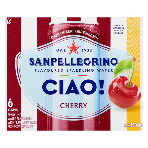 San Pellegrino CIAO! Flavoured Sparkling Water Cherry 6 x 330 ml (cans)