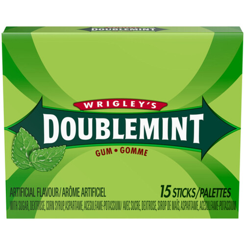 Doublemint Chewing Gum Peppermint 15 Sticks 1 Pack
