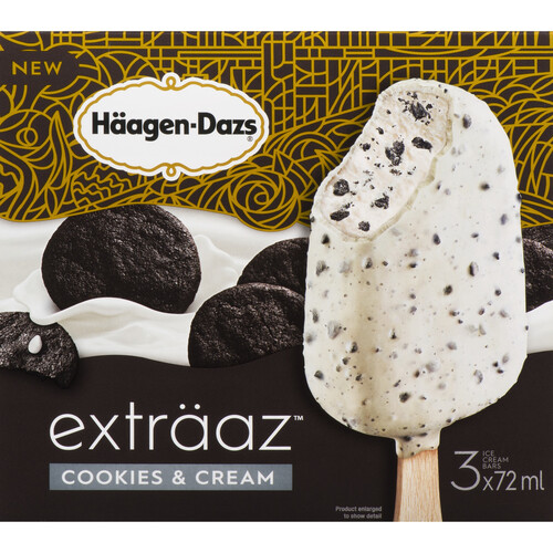 Häagen-Dazs Exträaz Ice Cream Bars Cookies & Cream 3 x 72 ml