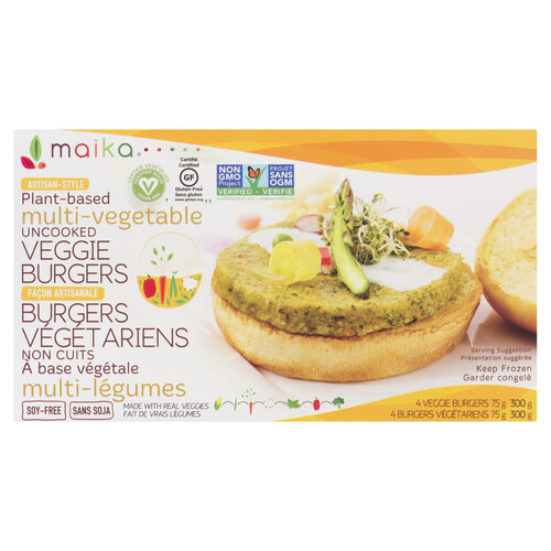 Maika Frozen Plant-Based Multi-Vegetable Veggie Burgers 300 g