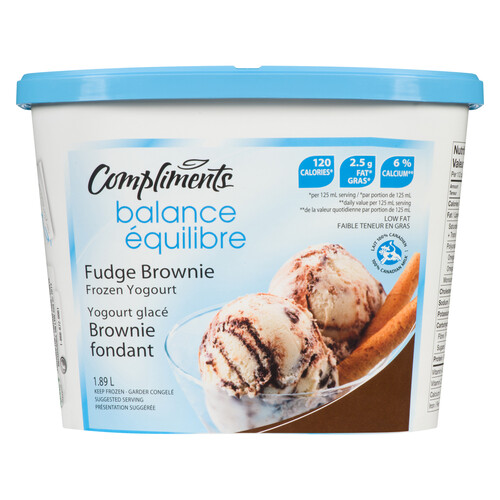 Compliments Balance Frozen Yogurt Fudge Brownie 1.89 L