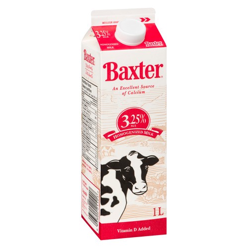 Baxter 3.25% Homogenized Milk Carton 1 L