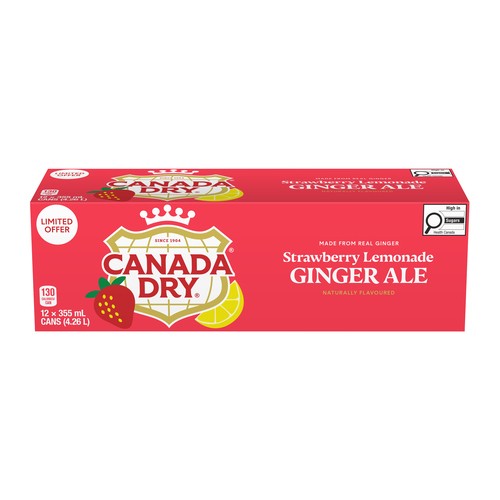 Canada Dry Ginger Ale Strawberry Lemonade 12 x 355 ml (cans)
