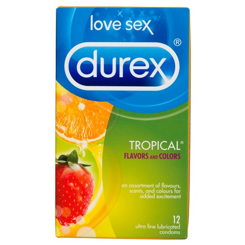 Durex Tropical Flavors & Colors Condoms 12 Pack