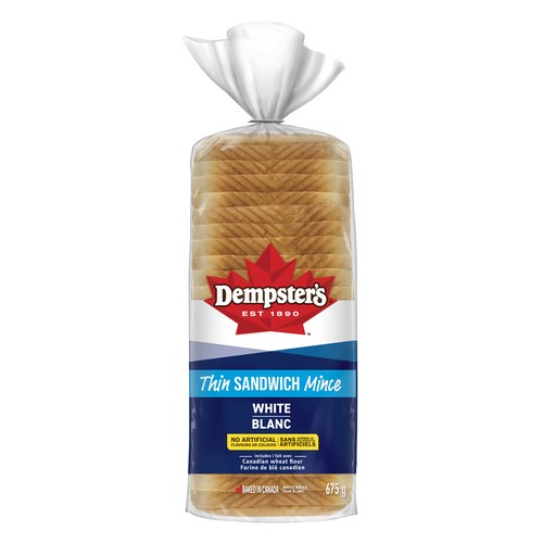 Dempster's Thin Sandwich Bread White 675 g
