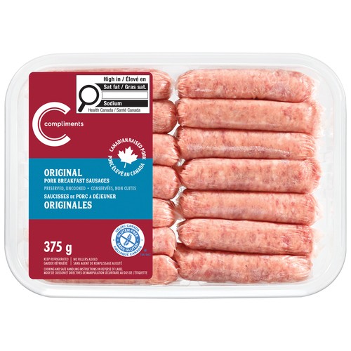 Compliments Frozen Pork Breakfast Sausage Original 375 g