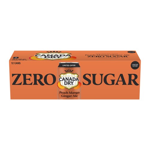 Canada Dry Zero Sugar Ginger Ale Peach Mango 12 x 355 ml (cans)