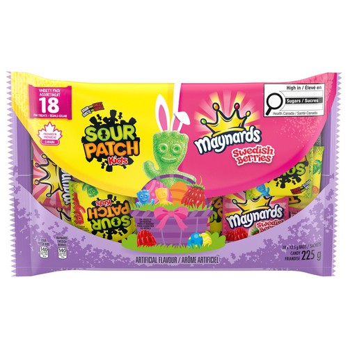 Sour Patch Kids Assorted Easter Candy Swedish Berries Individually Wrapped 18 Pouches 225 g