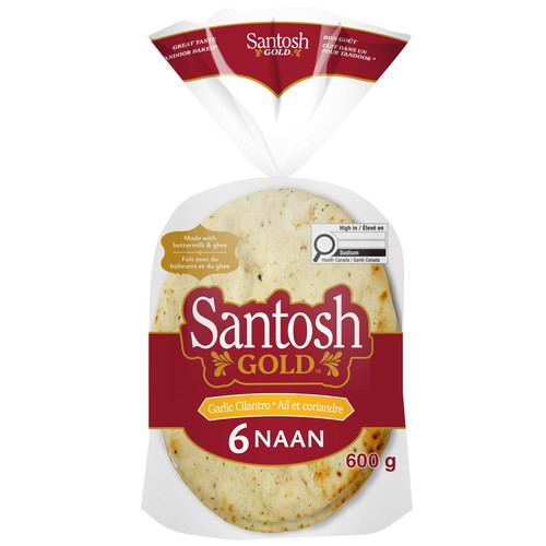 Santosh Gold Naan Cilantro Garlic 6 Count 600 g
