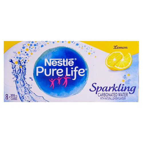 Nestlé Pure Life Sparkling Water Lemon Flavoured 8 x 355 ml (cans)