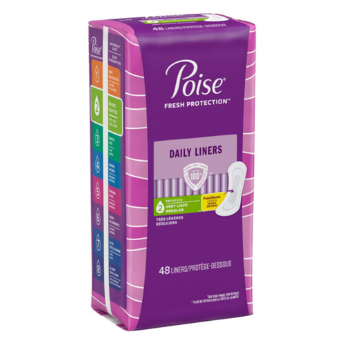 Poise Panty Liners Very Light Absorption Regular Length 48 Count