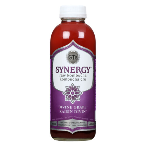 GT's Organic Synergy Raw Kombucha Divine Grape 480 ml