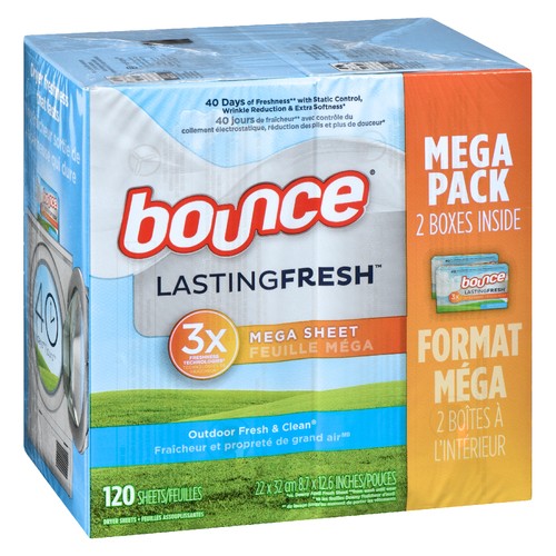 Bounce Lasting Freshness Outdoor Fresh & Clean Mega Sheet 120 EA