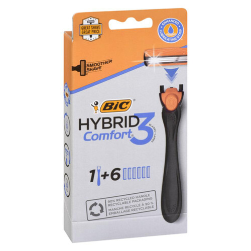 Bic Comfort 3 Hybrid Blades With 1 Handle 6 Pack