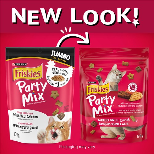 Friskies Cat Treats Party Mix Mixed Grill Crunch with Real Chicken 170 g