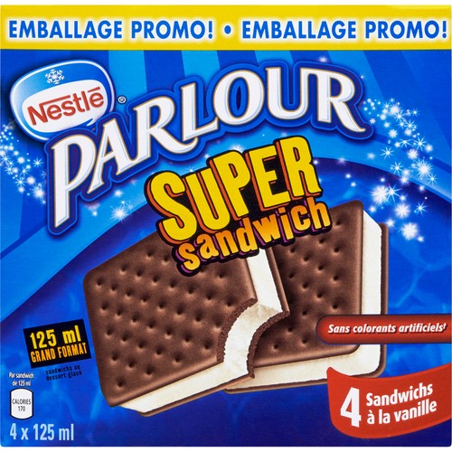 Nestlé Parlour Frozen Dessert Super Sandwich 4 x 125 ml