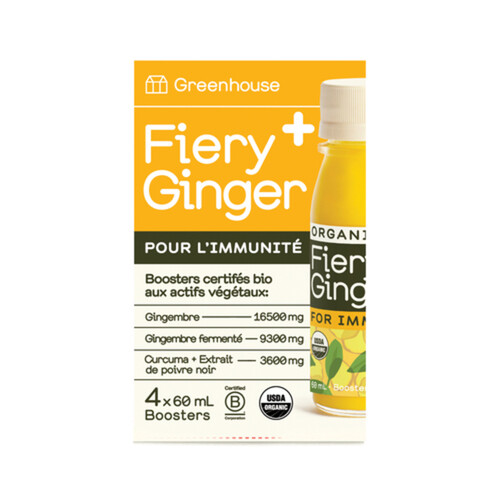 Greenhouse Organic Juice Fiery Ginger 4 x 60 ml (bottles)