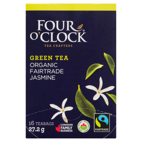 Four O'Clock Organic Green Tea Fairtrade Jasmine 16 Tea Bags