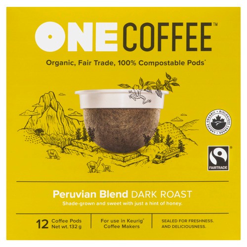 One Coffee Pods Peruvian Blend Dark Roast 12 K-Cups 132 g