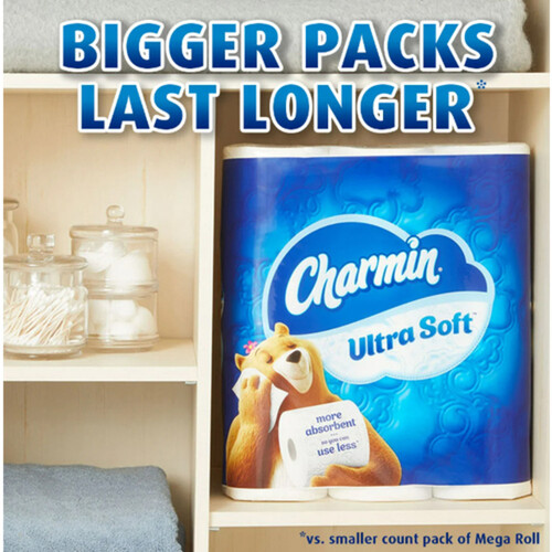 Charmin Toilet Paper Ultra Soft 2-Ply 12 Mega Rolls x 244 Sheets 