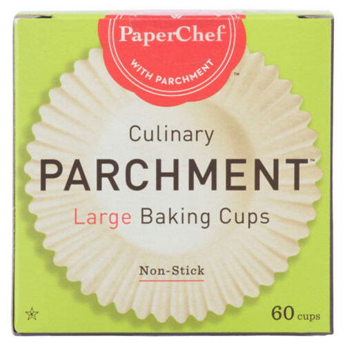 PaperChef Parchment Non Stick Baking Cups Large 60 Pack