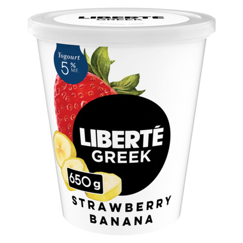 Liberté Greek 5% Extra Creamy Yogurt Strawberry Banana High Protein 650 g