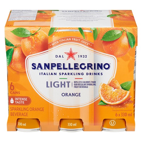 Sanpellegrino Sparkling Orange Beverage Light 6 x 330 ml (cans)