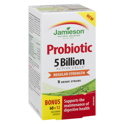 Jamieson 5 Billion Probiotic Regular Strength Vegetarian Capsules 60 Count