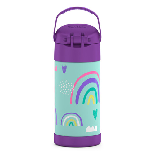 FUNtainer Vacuum Insulated Stainless Steel Bottle With Straw Rainbows 350 ml