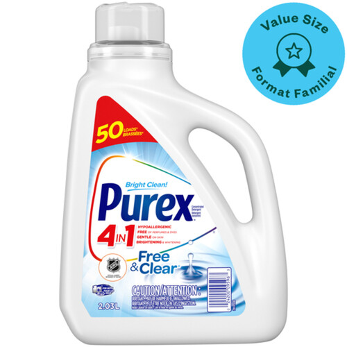 Purex 4 in 1 Liquid Laundry Concentrated Detergent Free & Clear 50 Loads 2.03 L