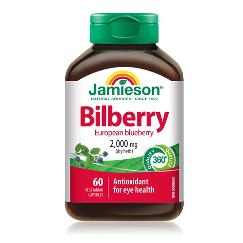 Jamieson Bilberry 2000 mg European Blueberry Vegetarian Capsules 60 Count