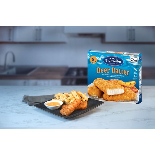 BlueWater Seafoods Frozen Alaska Pollock Fillets Beer Battered 450 g