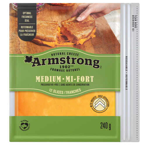 Armstrong Sliced Cheese Medium Cheddar 12 Slices 240 g