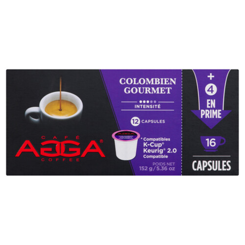 Agga Coffee K-Cup Coffee Pods Gourmet Colombian 16 Capsules 152 g