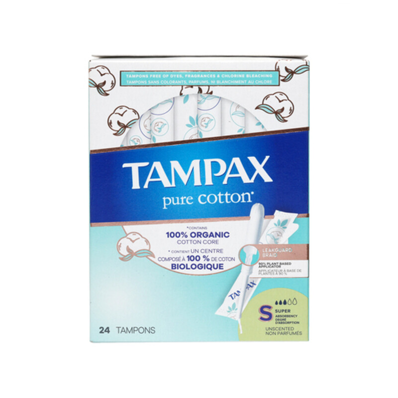 Tampax Pure Cotton Tampons Super 24 Count Voilà Online Groceries & Offers