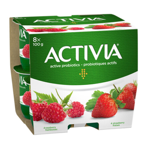 Activia Yogurt with Probiotics Strawberry Raspberry 8 x 100 g
