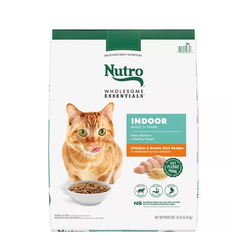 Nutro Dry Cat Food Wholesome Essentials Indoor Adult Chicken & Brown Rice 1.36 kg