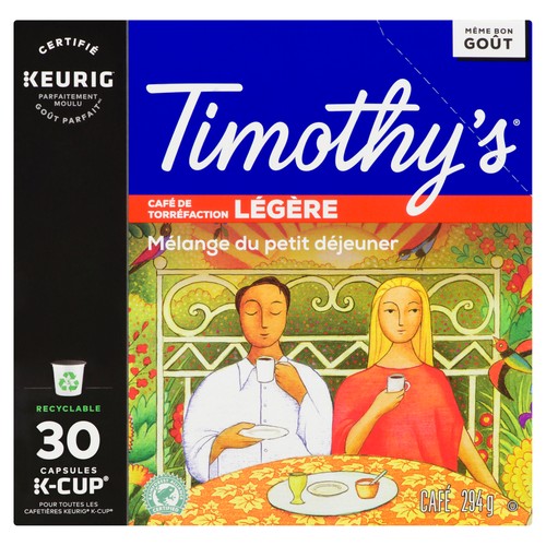 Timothy's Coffee Pods Breakfast Blend Light Roast 30 K-Cups 294 g
