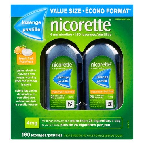 Nicorette Anti Smoking Aid 4 mg Nicotine Lozenge Fresh Fruit 160 EA