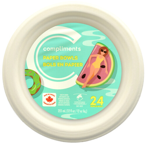 Compliments Paper Bowls 12 oz 24 Pack