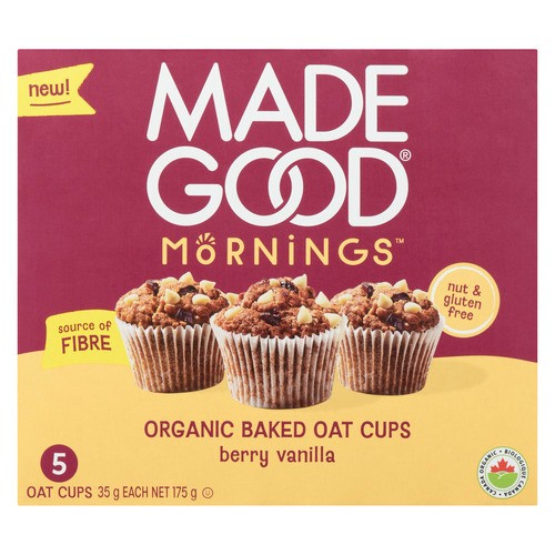 Made Good Mornings Organic Baked Oat Cups Berry Vanilla 175 g