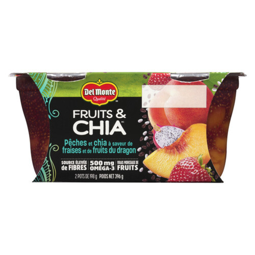 Del Monte Fruit & Chia Cups Strawberry Dragon Fruit Peaches 396 ml