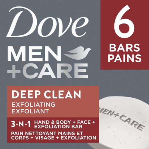 Dove Men+Care Deep Clean Exfoliating Bar Soap 6 x 106 g