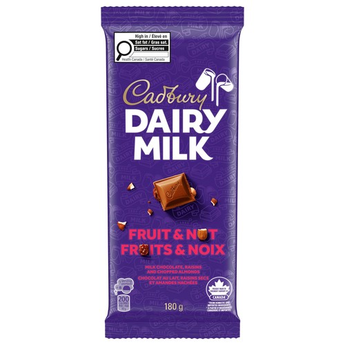 Cadbury Dairy Milk Chocolate Bar Fruit & Nut Raisins & Almonds 180 g